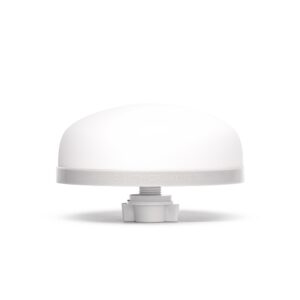 Ein hochweißer, kuppelförmiger Keramikfilter auf einem grauen Sockel zur Entfernung von Partikeln und Mikroplastik.