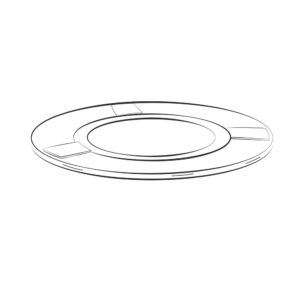 Skizze eines Adapterrings, der den oberen und unteren Behälter eines Glas-Wasserfiltersystems verbindet.