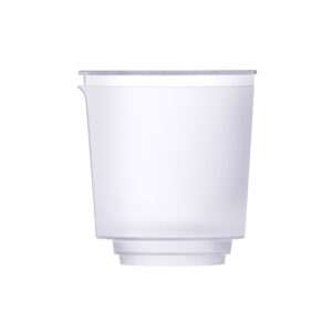 Transluzenter Ersatz-Einfülltank für eine Lotus Vita Wasserfilter-Karaffe, freigestellt auf weißem Hintergrund.