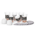 Jahresvorrat an Wasserfilter-Zubehör von Lotus Vita, bestehend aus Filterkartuschen, Keramikfiltern und Kalkfilterpads.